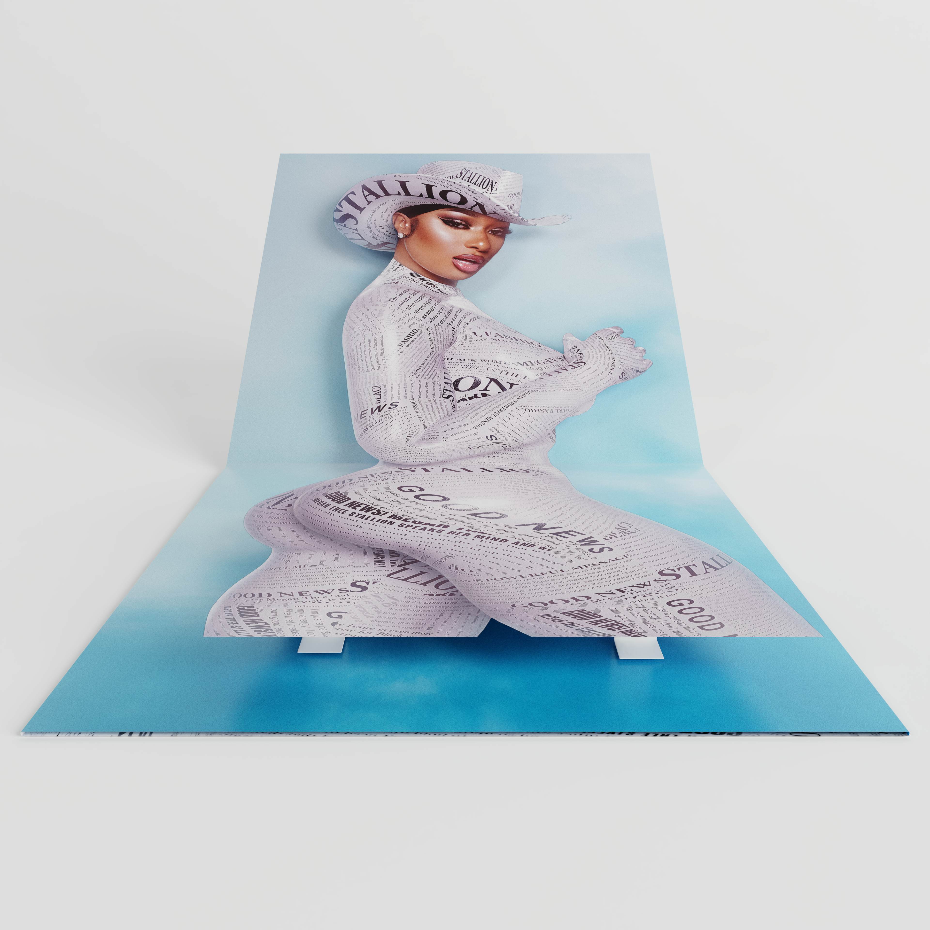 Megan Thee Stallion Good News Blue White Swirl 2LP Vinyl